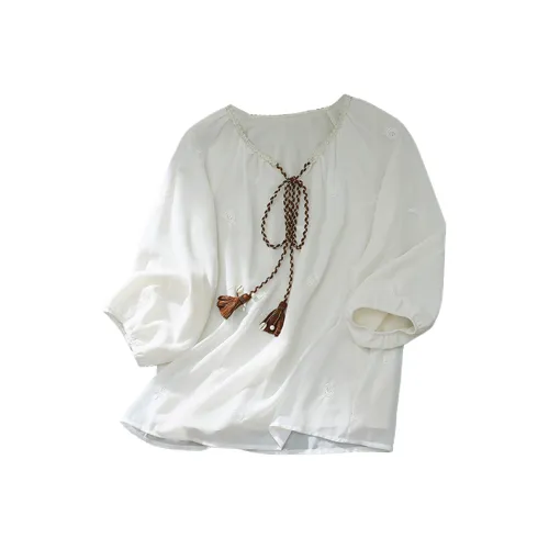 NINGCAIYUER Бежевые Женские Рубашки