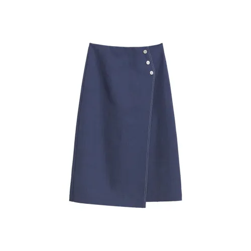 Mambe Повседневный Длинный Юбка Женская Джинсовый Синий