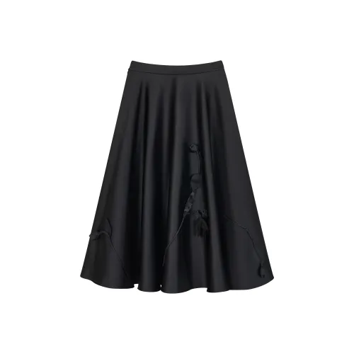 Повседневная длинная юбка женская экологически чистый черный