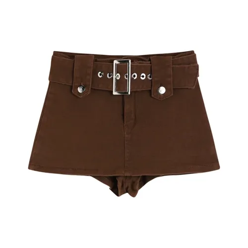 HUASJ Джинсовые короткие юбки Женские Коричневый
