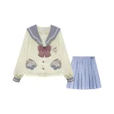 (Юнюнь Кролик) Длинный рукав + Юбка + Галстук-бабочка