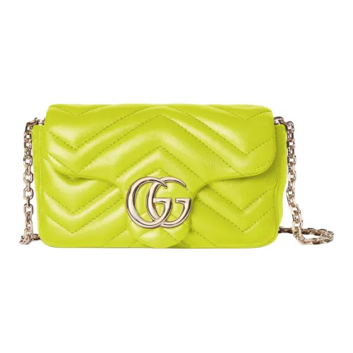 GUCCI GG Marmont Овечья кожа Плечевая сумка Мини Женская Ярко-зеленая