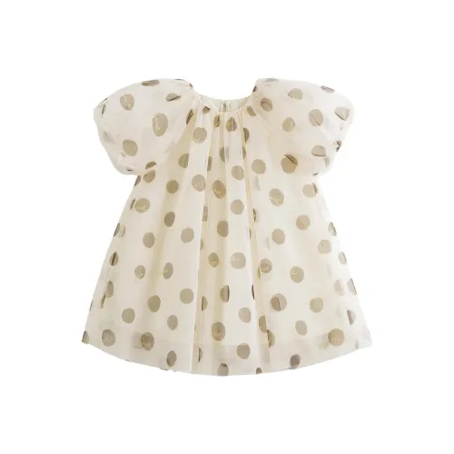 MARC JANIE Детское платье кофейно-бежевого цвета с полоской дошкольное образование