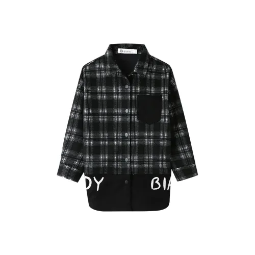 H YXIANG Рубашка Черно-белая клетка Детская