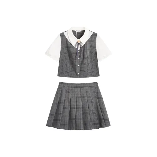 ZIHAN Комплект с юбкой Женская Серая Клетка