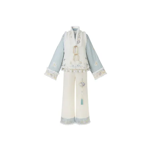 Cloud Hidden Moon Embroidery Ханьфу Женские Белые