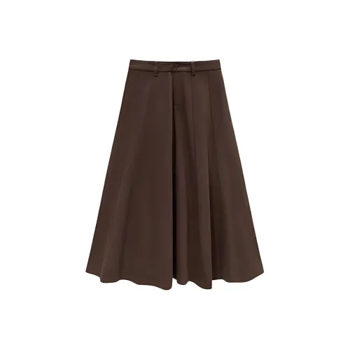 Fragment Casual Long Skirt Women's Dark Coffee
