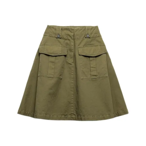 PRADA Повседневный Длинный Юбка Женская Армейский Зеленый