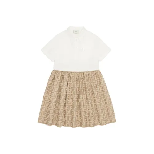 FENDI Бежевые Платья для Детей