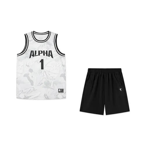 QIAODAN Повседневная спортивная одежда SS25 Белый Full С принтом Черный Подростки