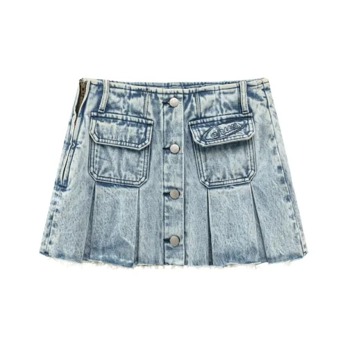 CHUU Джинсовые короткие юбки Женские Светлый деним