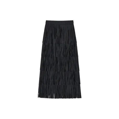 Повседневная длинная юбка женская экологически чистый черный