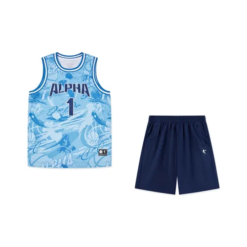 QIAODAN Повседневная спортивная одежда SS25 Каролина Синий с принтом по всей поверхности Космический синий Подростки