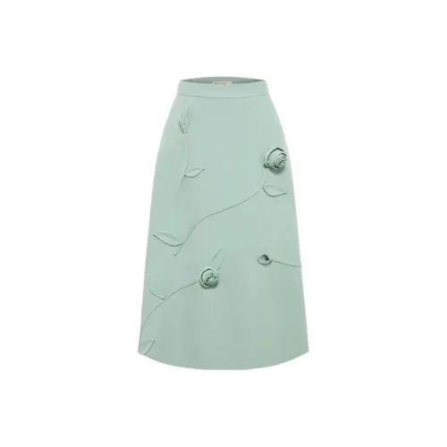 BBLLUUEE Повседневный Длинный Юбка Женские Бирюзовый Вода Зеленый