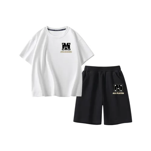 La Chapelle Повседневная спортивная одежда [Короткий рукав T-рубашка Шорты комплект] Белый+Черный для детей 3-7 лет