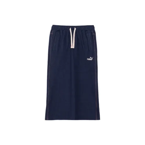 PUMA CORE HERITAGE FW24 Повседневная Длинная Юбка Женская Темно-синяя