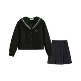 Лесной Сумерки Длинный рукав Топ + Черная Мини Юбка (43 см)