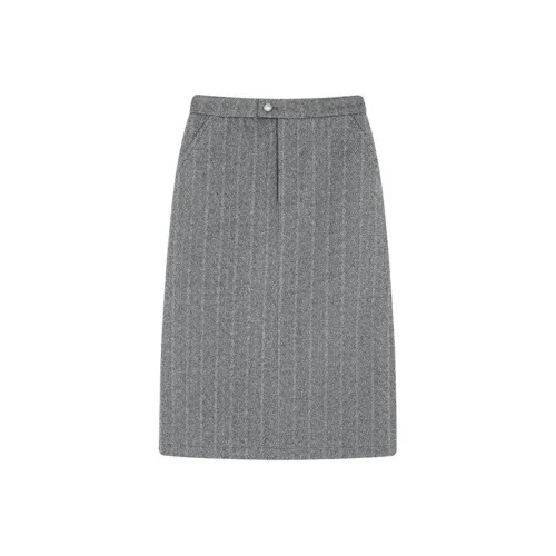 IHIMI Повседневный Длинный Юбка Женская Темный Фотиния Серый