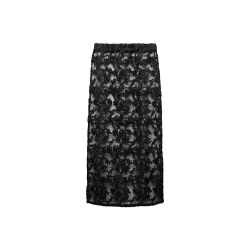 ZARA Черные Женские Повседневные Длинные Юбки