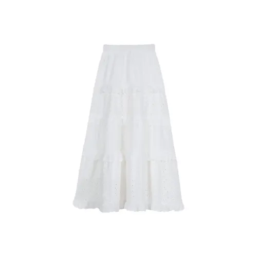 Розовый Повседневный Длинный Юбка Женская Белая