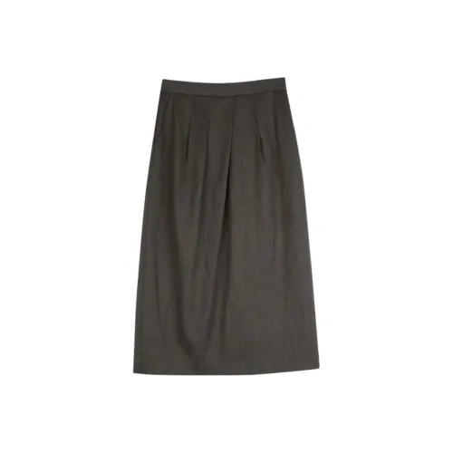 SOLIGHTER Повседневная длинная юбка женская бежевый и кофейный