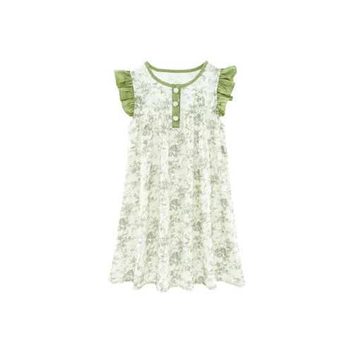 Disney Детское платье цветочное зеленое для детей 3-7 лет