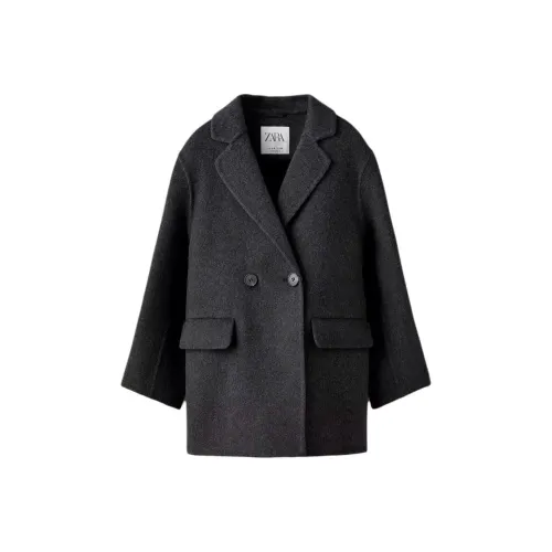 ZARA Однотонный MID Длина (размер в длину) Нейлон Пальто Весна-осень Детский Темно-серый