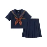 Топ с короткими рукавами + 42A, юбка, комплект одежды (включает коричневую рыбку, узел)