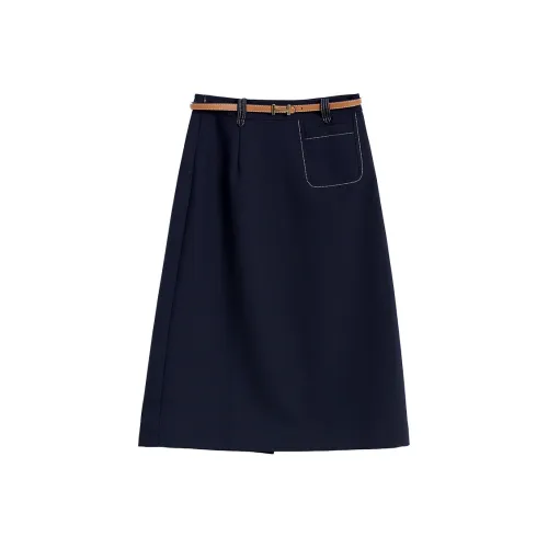 Mambe Повседневный Длинный Юбка Женские Темно-циановый