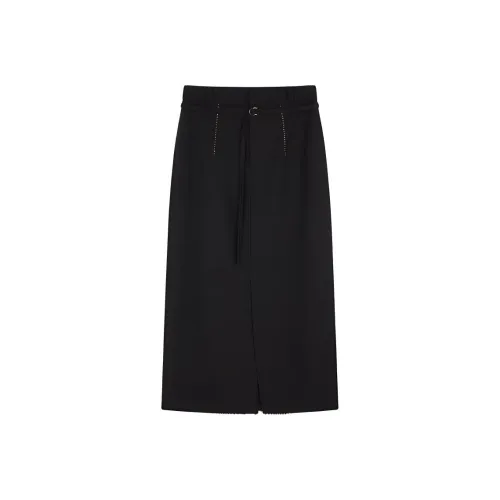 IHIMI Повседневный Длинный Юбка Женские Черный