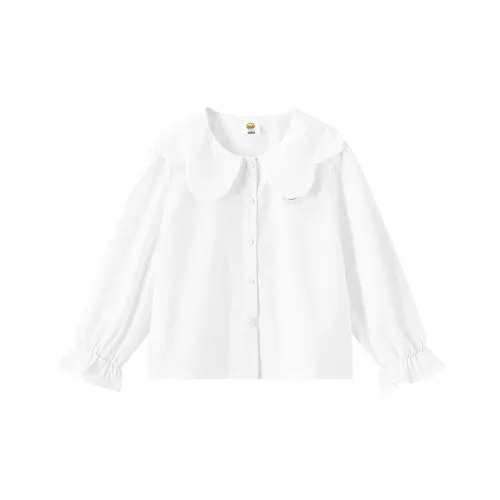 B.Duck Однотонная рубашка весна-осень детская белая