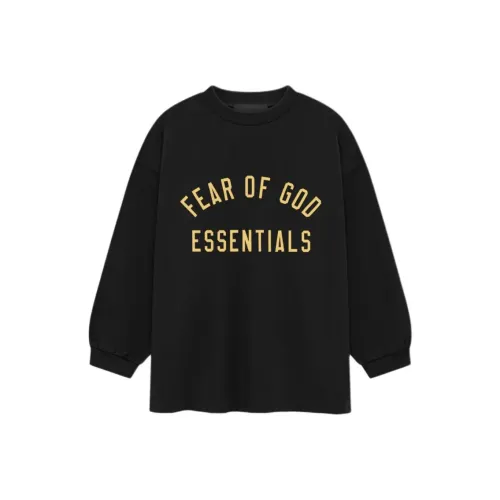 Fear of God ESSENTIALS T-рубашка FW24 KIDS Джерси Длинный рукав Tee Обсидиановый черный Черный Детский