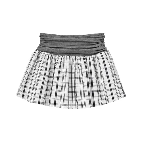 SINBOS Повседневные короткие юбки Женские Экрю Белая клетка