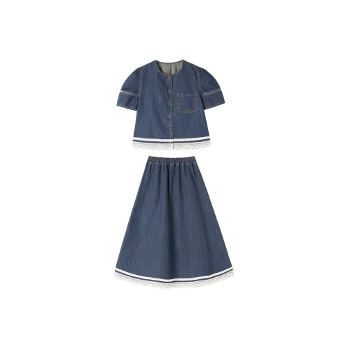 XIANGYING Комплект с юбкой Женские Синий