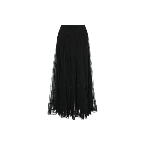 BESIONIA SS25 Повседневный Длинный Юбка Женские Черный