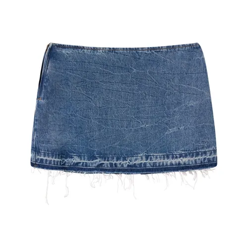 Ouyang Джинсовые короткие юбки Женские Морская соль Синий