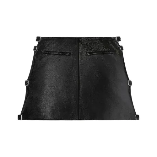 COURREGES SS24 MULTI Sangle Виниловая Мини Юбка Кожаная Короткая Юбка Женская Черная Черная