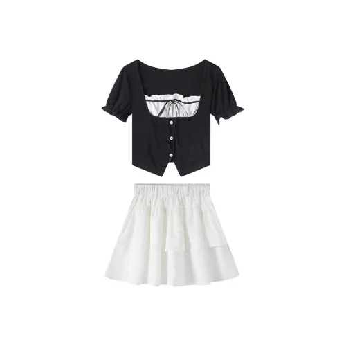 SYEEE WITH U Комплект с юбкой Женские Черный Белый