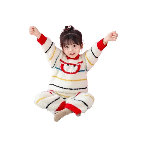 GLADDYBEAR Экрю Многоцветные полосы Цвет Детская Повседневная спортивная одежда