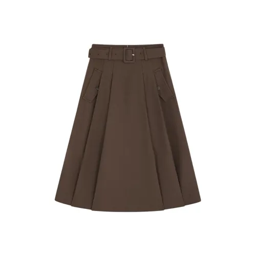 Mo Han Yi Mei Повседневный Длинный Юбка Женская Кофейно-Коричневый