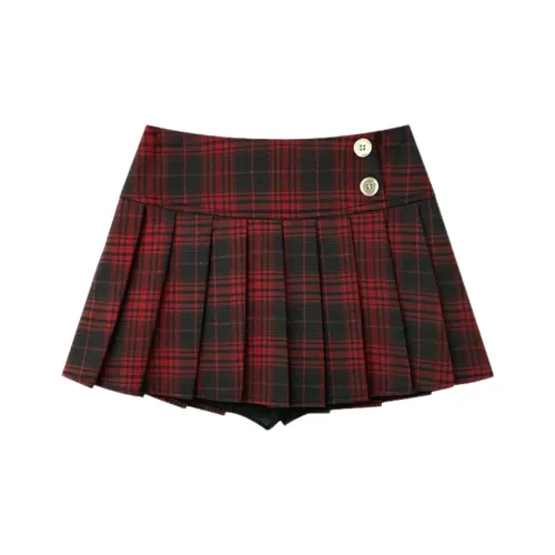 MTHE Повседневные короткие юбки Женские Красный черный Клетка