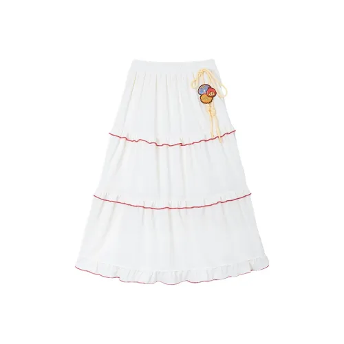 B.Duck Повседневный Длинный Юбка Женские Экрю