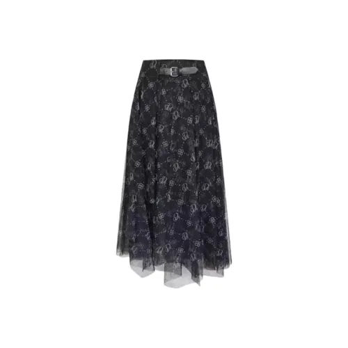 DEGAIA Повседневная длинная юбка женская черная в клетку