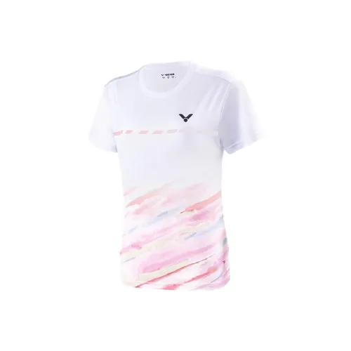 Виктор Бадминтон Джерси Женская Белая Розовая