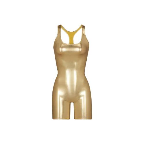 SKIMS Металлик Плавание CYCLE Костюм Ван-Пис Купальник Женские Золотой Золотой