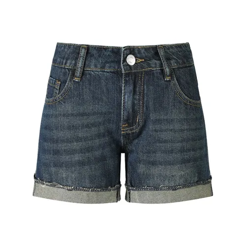 Wen Shan Джинсовые шорты Женские Винтажные синие