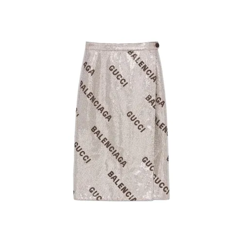 GUCCI x Balenciaga FW23 Повседневный Длинный Юбка Женская Серебряный