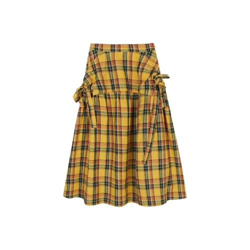 ETSE Повседневный Длинный Юбка Женские Желтые