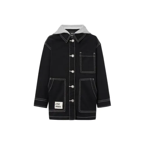 Little MO CO. Однотонный деним куртка весна-осень детский черный деним