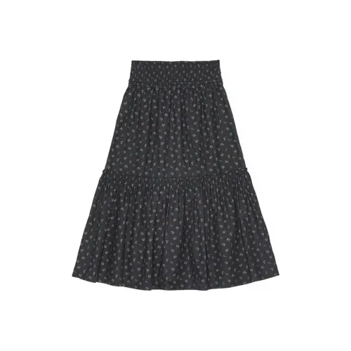 GANNI FW24 Повседневная длинная юбка женская Phantom Black